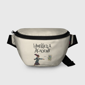 Поясная сумка 3D с принтом The umbrella academy в Рязани, 100% полиэстер | плотная ткань, ремень с регулируемой длиной, внутри несколько карманов для мелочей, основное отделение и карман с обратной стороны сумки застегиваются на молнию | dark horse comics | netflix | the umbrella academy | umbrella | академия амбрелла | белая скрипка | бен харгривз | комикс | комильфо | космобой | кракен | реджинальд харгривз | сеанс | слух