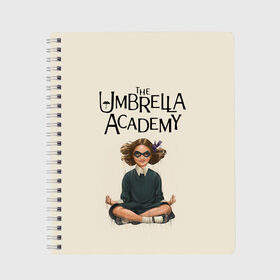 Тетрадь с принтом The umbrella academy в Рязани, 100% бумага | 48 листов, плотность листов — 60 г/м2, плотность картонной обложки — 250 г/м2. Листы скреплены сбоку удобной пружинной спиралью. Уголки страниц и обложки скругленные. Цвет линий — светло-серый
 | dark horse comics | netflix | the umbrella academy | umbrella | академия амбрелла | белая скрипка | бен харгривз | комикс | комильфо | космобой | кракен | реджинальд харгривз | сеанс | слух