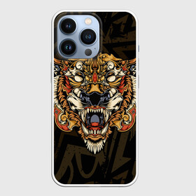 Чехол для iPhone 13 Pro с принтом Тигровый стимпанк (Tiger) в Рязани,  |  | Тематика изображения на принте: барс | волк | детёныш | джунгли | енот | животное | злость | зубр | клыки | кот | лев | леопард | лес | листья | львица | медведь | монстр | оскал | охотник | пасть | полосы | пятнистая | рык | рычание | тигр