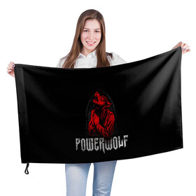 Флаг 3D с принтом POWERWOLF в Рязани, 100% полиэстер | плотность ткани — 95 г/м2, размер — 67 х 109 см. Принт наносится с одной стороны | hardcore | metal | music | powerwolf | punk | rock | волки | метал | музыка | панк | рок