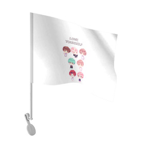 Флаг для автомобиля с принтом BTS Love Yourself в Рязани, 100% полиэстер | Размер: 30*21 см | bts | k pop | love | love yourself | битиес