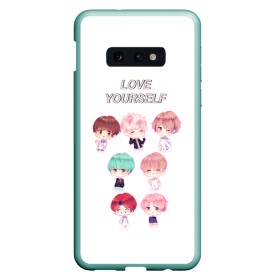 Чехол для Samsung S10E с принтом BTS Love Yourself в Рязани, Силикон | Область печати: задняя сторона чехла, без боковых панелей | Тематика изображения на принте: bts | k pop | love | love yourself | битиес