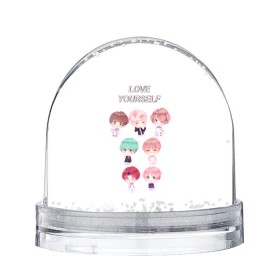 Снежный шар с принтом BTS Love Yourself в Рязани, Пластик | Изображение внутри шара печатается на глянцевой фотобумаге с двух сторон | bts | k pop | love | love yourself | битиес