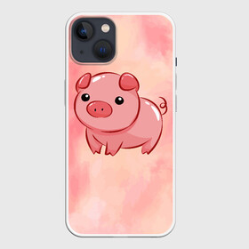 Чехол для iPhone 13 с принтом милая свинка в Рязани,  |  | Тематика изображения на принте: арт | еда | животное | животные | картинка | кушать | люблю покупать | милая | обжора | обжорство | рисунок | свинина | свинка | свиньи | свинья | свинюшка | толстая | толстый