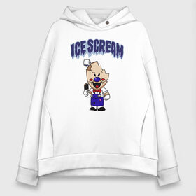 Женское худи Oversize хлопок с принтом Ice Scream в Рязани, френч-терри — 70% хлопок, 30% полиэстер. Мягкий теплый начес внутри —100% хлопок | боковые карманы, эластичные манжеты и нижняя кромка, капюшон на магнитной кнопке | horror | ice scream | neighborhood | аркадный | хоррор