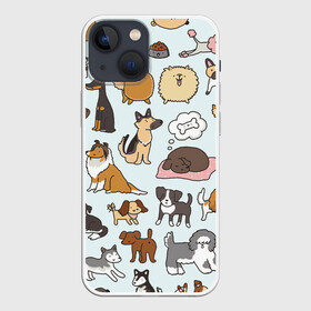 Чехол для iPhone 13 mini с принтом Собаки в Рязани,  |  | арт | много собак | порода | породистые | породистые собаки | породы собак | собака | собаки