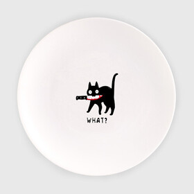 Тарелка с принтом WHAT & CAT в Рязани, фарфор | диаметр - 210 мм
диаметр для нанесения принта - 120 мм | art | black | black cat | cat | dark | dark cat | what | what cat | what mem | арт | вопрос | интернет мем | кот | кот арт | кот мем | кошачье лицо | кошачья мордочка | мем | нож | прикол | прикольный кот | убица | чёрный | чёрный кот