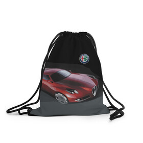 Рюкзак-мешок 3D с принтом Alfa Romeo в Рязани, 100% полиэстер | плотность ткани — 200 г/м2, размер — 35 х 45 см; лямки — толстые шнурки, застежка на шнуровке, без карманов и подкладки | alfa romeo | car | italy | motorsport | prestige | автоспорт | альфа ромео | италия | престиж