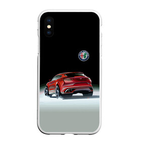 Чехол для iPhone XS Max матовый с принтом Alfa Romeo в Рязани, Силикон | Область печати: задняя сторона чехла, без боковых панелей | Тематика изображения на принте: alfa romeo | car | italy | motorsport | prestige | автоспорт | альфа ромео | италия | престиж