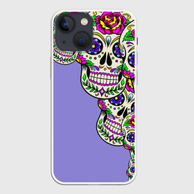 Чехол для iPhone 13 mini с принтом Calavera 2 в Рязани,  |  | Тематика изображения на принте: color | краски | мексиканский | череп