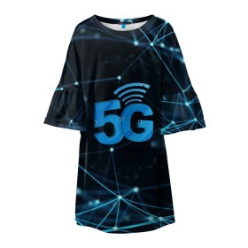 Детское платье 3D с принтом 5G Network в Рязани, 100% полиэстер | прямой силуэт, чуть расширенный к низу. Круглая горловина, на рукавах — воланы | 4g | 5g | 5g картинки | 5g мемы | 5g рисунок | internet | network | print | speed | плакат | пнг | постер | против 5g