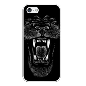 Чехол для iPhone 5/5S матовый с принтом Черная пантера в Рязани, Силикон | Область печати: задняя сторона чехла, без боковых панелей | Тематика изображения на принте: big | black | cat | danger | jungle | king | leopard | panter | panther | picture | большая | большой | джунглей | джунгли | зубы | король | кот | кошка | леопард | мелками | опасная | опасный | охотник | пантера | пасть | рисунок | хищник | 