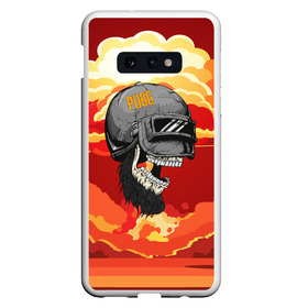 Чехол для Samsung S10E с принтом PUBG Skull в Рязани, Силикон | Область печати: задняя сторона чехла, без боковых панелей | Тематика изображения на принте: action | battle | battleground | battlegrounds | chicken dinner | game | games | mmo | player | pubg | royal | royale | skull | spetcnaz | spetsnaz | steam | unknown | батл | баттл | в шлеме | игра | онлайн | роял | рояле | спецназ | спецназа | 