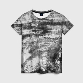Женская футболка 3D с принтом Black only в Рязани, 100% полиэфир ( синтетическое хлопкоподобное полотно) | прямой крой, круглый вырез горловины, длина до линии бедер | белый | паттерн | серый | стена | текстура | уголь | черный | штрихи | штукатурка