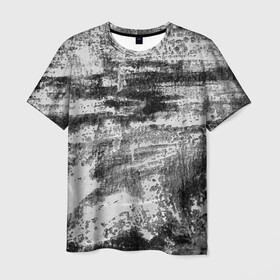 Мужская футболка 3D с принтом Black only в Рязани, 100% полиэфир | прямой крой, круглый вырез горловины, длина до линии бедер | белый | паттерн | серый | стена | текстура | уголь | черный | штрихи | штукатурка
