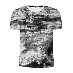 Мужская футболка 3D спортивная с принтом Black only в Рязани, 100% полиэстер с улучшенными характеристиками | приталенный силуэт, круглая горловина, широкие плечи, сужается к линии бедра | белый | паттерн | серый | стена | текстура | уголь | черный | штрихи | штукатурка