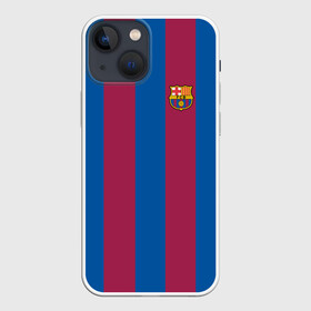 Чехол для iPhone 13 mini с принтом FC Barcelona 20 21 в Рязани,  |  | barcelona | champions | fc | fc barcelona 20 21 | fcb | football club | league | lionel | messi | spain | sport | барселона | испания | лига | лионель | месси | спортивные | униформа | фирменые цвета | фк | футбольный клуб | чемпионов