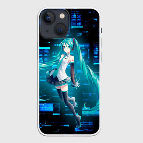 Чехол для iPhone 13 mini с принтом Miku в матрице в Рязани,  |  | anime | girl | hatsune | miku | system | vocaloid | vr | аниме | взлом | виртуальная | вокалойд | волосы | девушка | длинные | косички | манга | мику | певица | помехи | системы | хатсуне | хатцуне | хацунэ