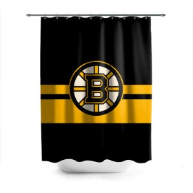 Штора 3D для ванной с принтом BOSTON BRUINS NHL в Рязани, 100% полиэстер | плотность материала — 100 г/м2. Стандартный размер — 146 см х 180 см. По верхнему краю — пластиковые люверсы для креплений. В комплекте 10 пластиковых колец | black | boston | bruins | hockey | ice | logo | nhl | sport | usa | бостон | брюинз | логотип | нхл | спорт | хоккей