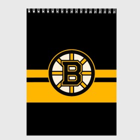 Скетчбук с принтом BOSTON BRUINS NHL в Рязани, 100% бумага
 | 48 листов, плотность листов — 100 г/м2, плотность картонной обложки — 250 г/м2. Листы скреплены сверху удобной пружинной спиралью | black | boston | bruins | hockey | ice | logo | nhl | sport | usa | бостон | брюинз | логотип | нхл | спорт | хоккей