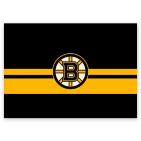 Поздравительная открытка с принтом BOSTON BRUINS NHL в Рязани, 100% бумага | плотность бумаги 280 г/м2, матовая, на обратной стороне линовка и место для марки
 | Тематика изображения на принте: black | boston | bruins | hockey | ice | logo | nhl | sport | usa | бостон | брюинз | логотип | нхл | спорт | хоккей