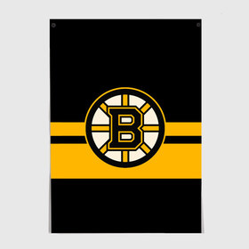 Постер с принтом BOSTON BRUINS NHL в Рязани, 100% бумага
 | бумага, плотность 150 мг. Матовая, но за счет высокого коэффициента гладкости имеет небольшой блеск и дает на свету блики, но в отличии от глянцевой бумаги не покрыта лаком | Тематика изображения на принте: black | boston | bruins | hockey | ice | logo | nhl | sport | usa | бостон | брюинз | логотип | нхл | спорт | хоккей