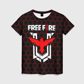 Женская футболка 3D с принтом FREE FIRE / ФРИ ФАЕР в Рязани, 100% полиэфир ( синтетическое хлопкоподобное полотно) | прямой крой, круглый вырез горловины, длина до линии бедер | afth | ahb | ahbafth | fire | fps | free | freefire | garena | logo | master | mobile | online | акуу | акууашку | ашку | гарена | игра | игры | лого | логотип | логотипы | мастер | мобильная | нож | онлайн | символ | символы | фаер | фире | фпс 