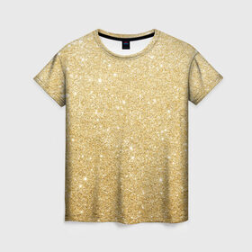 Женская футболка 3D с принтом Золотой песок в Рязани, 100% полиэфир ( синтетическое хлопкоподобное полотно) | прямой крой, круглый вырез горловины, длина до линии бедер | блеск | блёстки | золото | песок | розовое золото | розовый | сияние | стразы