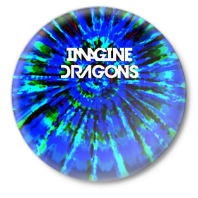 Значок с принтом IMAGINE DRAGONS в Рязани,  металл | круглая форма, металлическая застежка в виде булавки | dan reynolds | imagine dragons | rock | дэн рейнольдс | рок
