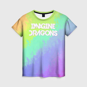 Женская футболка 3D с принтом IMAGINE DRAGONS в Рязани, 100% полиэфир ( синтетическое хлопкоподобное полотно) | прямой крой, круглый вырез горловины, длина до линии бедер | dan reynolds | imagine dragons | rock | дэн рейнольдс | рок