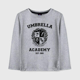 Детский лонгслив хлопок с принтом The Umbrella Academy в Рязани, 100% хлопок | круглый вырез горловины, полуприлегающий силуэт, длина до линии бедер | the umbrella academy | umbrella | академия амбрелла | амбрелла | герб | зонтик