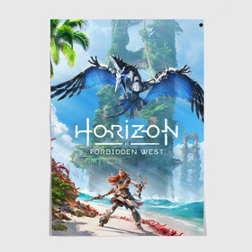 Постер с принтом Horizon Forbidden West в Рязани, 100% бумага
 | бумага, плотность 150 мг. Матовая, но за счет высокого коэффициента гладкости имеет небольшой блеск и дает на свету блики, но в отличии от глянцевой бумаги не покрыта лаком | aloy | guerrilla games | horizon forbidden west | hunt | zero dawn | горизонт | запретный запад | игры | нулевой рассвет | охота | элой