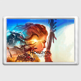 Магнит 45*70 с принтом Horizon Forbidden West в Рязани, Пластик | Размер: 78*52 мм; Размер печати: 70*45 | Тематика изображения на принте: aloy | guerrilla games | horizon forbidden west | hunt | zero dawn | горизонт | запретный запад | игры | нулевой рассвет | охота | элой