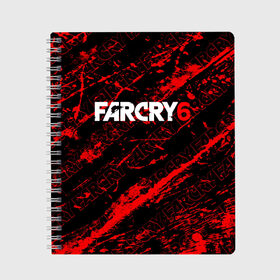 Тетрадь с принтом FAR CRY 6 в Рязани, 100% бумага | 48 листов, плотность листов — 60 г/м2, плотность картонной обложки — 250 г/м2. Листы скреплены сбоку удобной пружинной спиралью. Уголки страниц и обложки скругленные. Цвет линий — светло-серый
 | антон кастильо | брызги | во все тяжкие | джанкарло эспозито | диего | дэни рохас | краска | лого | логотип | надпись | стелс | тайны коко | фар край 6 | эcперанcе | энтони гонсалес | яра