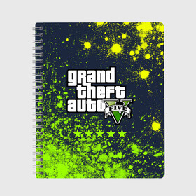 Тетрадь с принтом GTA 5 ГТА 5 в Рязани, 100% бумага | 48 листов, плотность листов — 60 г/м2, плотность картонной обложки — 250 г/м2. Листы скреплены сбоку удобной пружинной спиралью. Уголки страниц и обложки скругленные. Цвет линий — светло-серый
 | andreas | auto | game | games | grand | gta | gta 5 | gta online | gta5 | gtaonline | logo | online | san | theft | unf | автоугонщик | андреас | великий | гта | гта 5 | гта онлайн | гта5 | гтаонлайн | игра | игры | лого | логотипы | онлайн | пеф