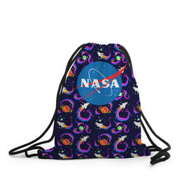 Рюкзак-мешок 3D с принтом НАСА | NASA в Рязани, 100% полиэстер | плотность ткани — 200 г/м2, размер — 35 х 45 см; лямки — толстые шнурки, застежка на шнуровке, без карманов и подкладки | 