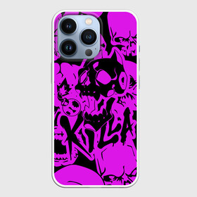 Чехол для iPhone 13 Pro с принтом KILLA фиолетовые черепа в Рязани,  |  | battle | blood | crusaders | dio | giorno | giovanna | jojo | jojos | jotaro | killer queen. wind | manga | ora | stardust | vento aureo | джо джо | манга | ора