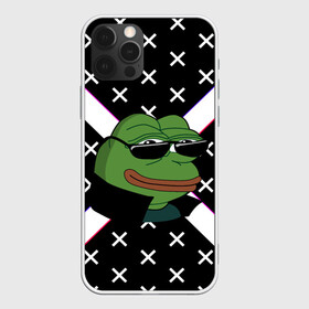 Чехол для iPhone 12 Pro с принтом Pepe в очках EZ в Рязани, силикон | область печати: задняя сторона чехла, без боковых панелей | ez | glitch | pepe | pepe frog | pepe в очках | silvername | twitch emout | жабка в очках | крестики