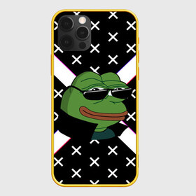 Чехол для iPhone 12 Pro Max с принтом Pepe в очках EZ в Рязани, Силикон |  | ez | glitch | pepe | pepe frog | pepe в очках | silvername | twitch emout | жабка в очках | крестики