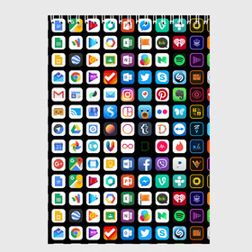 Скетчбук с принтом Iphone and Apps Icons в Рязани, 100% бумага
 | 48 листов, плотность листов — 100 г/м2, плотность картонной обложки — 250 г/м2. Листы скреплены сверху удобной пружинной спиралью | Тематика изображения на принте: android | apk | apps | icon | iphone | iphone and apps icons | social | айфон | андроид | значок | приложение