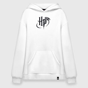 Худи SuperOversize хлопок с принтом Harry Potter Logo в Рязани, 70% хлопок, 30% полиэстер, мягкий начес внутри | карман-кенгуру, эластичная резинка на манжетах и по нижней кромке, двухслойный капюшон
 | harry potter | vdosadir | гарри поттер | джоан роулинг