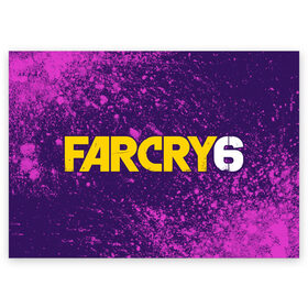 Поздравительная открытка с принтом FAR CRY 6 / ФАР КРАЙ 6 в Рязани, 100% бумага | плотность бумаги 280 г/м2, матовая, на обратной стороне линовка и место для марки
 | cry | dawn | far | far cry 6 | farcry | farcry 6 | farcry6 | game | games | logo | new | primal | six | антон | дэни | игра | игры | кастильо | край | лого | логотип | рохас | символ | символы | фар | фар край 6 | фаркрай | фаркрай 6 | фаркрай6