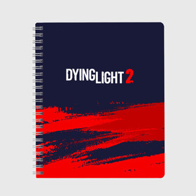 Тетрадь с принтом DYING LIGHT 2 ДАИНГ ЛАЙТ в Рязани, 100% бумага | 48 листов, плотность листов — 60 г/м2, плотность картонной обложки — 250 г/м2. Листы скреплены сбоку удобной пружинной спиралью. Уголки страниц и обложки скругленные. Цвет линий — светло-серый
 | dying | dying light 2 | dyinglight 2 | dyinglight2 | game | games | horror | light | survival | zombie | выживание | даинг | даинг лайт 2 | даинглайт 2 | даинглайт2 | зомби | игра | игры | лайт | лого | логотип | логотипы | свет | символ | символы