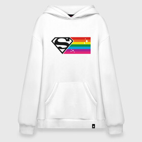 Худи SuperOversize хлопок с принтом Superman Rainbow Logo в Рязани, 70% хлопок, 30% полиэстер, мягкий начес внутри | карман-кенгуру, эластичная резинка на манжетах и по нижней кромке, двухслойный капюшон
 | Тематика изображения на принте: dc pride | justice league | pride | superman | vdosadir | лига справедливости | прайд | радуга | супермен