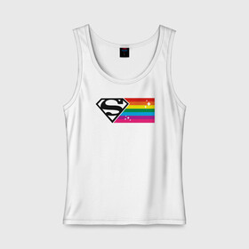 Женская майка хлопок с принтом Superman Rainbow Logo в Рязани, 95% хлопок, 5% эластан |  | Тематика изображения на принте: dc pride | justice league | pride | superman | vdosadir | лига справедливости | прайд | радуга | супермен