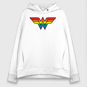 Женское худи Oversize хлопок с принтом Wonder Woman Logo в Рязани, френч-терри — 70% хлопок, 30% полиэстер. Мягкий теплый начес внутри —100% хлопок | боковые карманы, эластичные манжеты и нижняя кромка, капюшон на магнитной кнопке | dc pride | justice league | pride | vdosadir | wonder woman | лига справедливости | прайд | радуга | чудо женщина