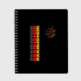 Тетрадь с принтом RAMMSTEIN в Рязани, 100% бумага | 48 листов, плотность листов — 60 г/м2, плотность картонной обложки — 250 г/м2. Листы скреплены сбоку удобной пружинной спиралью. Уголки страниц и обложки скругленные. Цвет линий — светло-серый
 | amerika | art | germany | logo | rammstein | rock | till lindemann | арт | германия | группа | логотип | музыка | немецкая группа | немцы | песня | раммштайн | рамштайн | рок