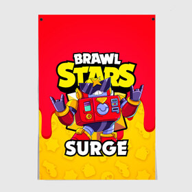 Постер с принтом BRAWL STARS SURGE в Рязани, 100% бумага
 | бумага, плотность 150 мг. Матовая, но за счет высокого коэффициента гладкости имеет небольшой блеск и дает на свету блики, но в отличии от глянцевой бумаги не покрыта лаком | brawl stars | brawl stars surge | brawler | surge | volt | бравл старз | бравлер | вольт