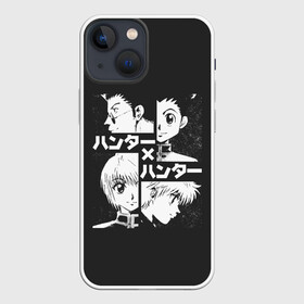 Чехол для iPhone 13 mini с принтом Лого лиц XX Hunter в Рязани,  |  | alluka | anime | chrollo | gon | hisoka | hunter | hunter x hunter | hxh | japan | kalluto | killua | kurapika | lucilfer | x | аниме | гон | куроро | люцифер | мульт | охотник | х | хисока | япония