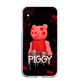 Чехол для iPhone XS Max матовый с принтом ROBLOX PIGGY - СВИНКА ПИГГИ в Рязани, Силикон | Область печати: задняя сторона чехла, без боковых панелей | pig | piggy | roblox | игра | компьютерная игра | логотип | онлайн | онлайн игра | пигги | поросенок | роблакс | роблокс | свинка | свинья